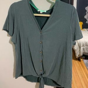 Tie button up top